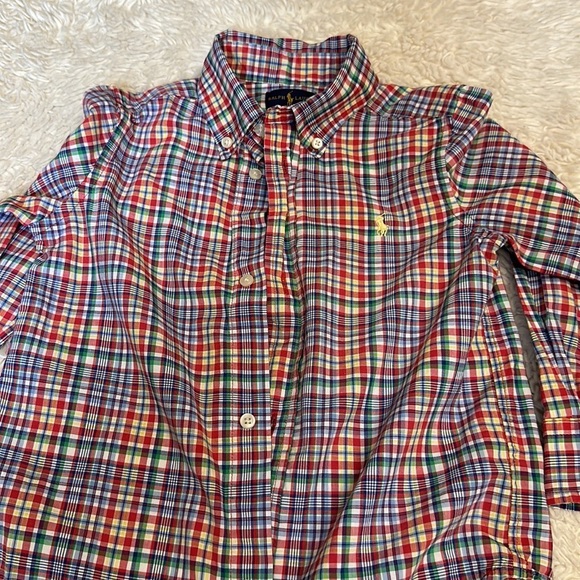 Ralph Lauren Polo Child's BoyLS Shirt Plaid Multi Color Gold Horse size 3T - Picture 13 of 14